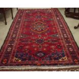 Quality Wool Rug Red & Black Border Large Central Medallion 300cm x 168cm