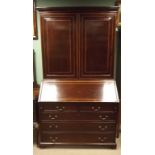 Georgian Inlaid Mahogany Bureau Bookcase