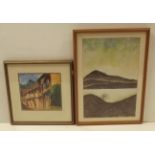 Water Colour by C Lynch plus Pine Framed Print