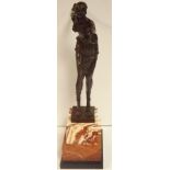 Large Art Deco Style Figure on Marble Base Signed D.