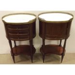 Pair of Oval Marble Top Cylinder Lockers