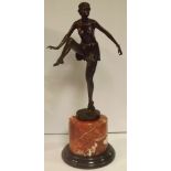 Large Art Deco Style Bronze on Marble Base stamped D.