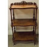 Victorian Inlaid Walnut Three Tier Whatnot