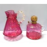 Cranberry Water Jug & Oil Lamp