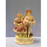 Victorian Hand Painted Figure of Boy & Girl