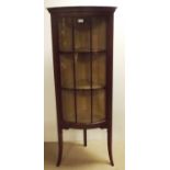 Quality Edwardian Period Inlaid Mahogany Bow Front Corner Cabinet