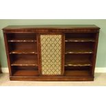 Exceptional Quality Mahogany Slimline Open Floor Bookcase with Central Fret Door 153cmW x 28cmD x