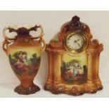 Victorian Hand Painted Clock and Vase