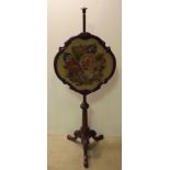 Quality Victorian Period Tapestry Pole Screen