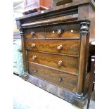 A 4' Victorian mahogany Scottish chest, with cushion shaped blind frieze drawer, over two short