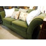 A 6' 6" modern Knoll settee upholstered in dark green flecked draylon - sold with a selection of