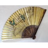 An early 20th Century Chinese painted paper fan with female Immortals riding clouds - signed and
