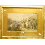 Alfred Leyman: a gilt framed and slipped watercolour, depicting a street scene in Newton St.