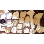 A collection of Victorian lace and other bonnets, smoking pill box hat, etc.