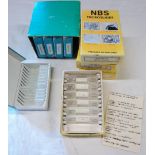 A collection of modern microslides by NBS, general botany, frog histology, silk moth and silkworm