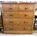 A 3' 9" Victorian mahogany chest with rounded corners, two short and three long graduated drawers,