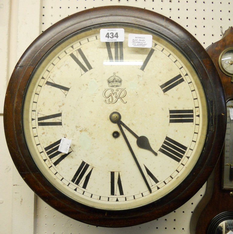 A mahogany cased dial wall clock with single fusee movement by F. W. Elliott Ltd - No.16062 -