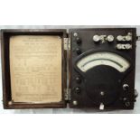 A wooden cased Metropolitan-Vickers Wattmeter Type SWD No. 1785887, label dated 1960