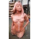 A 32 1/2" weighted terracotta statue of Cleopatra