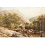 Frederick Foot of Ashburton: Fingle bridge on the Teign, Devonshire, with a figure driving a horse