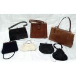 Three handbags, comprising leather Hamilton, crocodile and snakeskin - sold with four evening bags