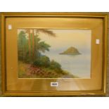 R. D. Sherrin: a gilt framed and slipped gouache entitled The Thatcher Rock, Torquay - 10 1/4" X