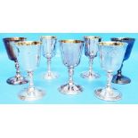 A seven matching silver goblets with parcel gilt interiors - all J. B. C. & Sons Ltd. - London 1977,