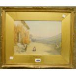 John White R.I.: a gilt framed and slipped watercolour, depicting a view in Branscombe, East