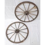 A pair of 19th Century handmade dog cart wheels