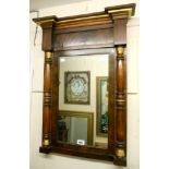 An antique mahogany, walnut and oak framed pier mirror, with moulded cornice, gilt detailing and