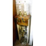 An oak and brass double pump beer font - sold with a multi bottle optic stand