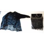 A vintage Griffin & Spalling, Nottingham beaded and black short jacket - sold with a similar shawl