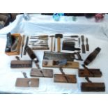A collection of good quality vintage tools, including moulding planes by W.O. Sinderson of Hull,