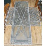 Three lead glass panes with lattice design - sold with three panes with astragal design and