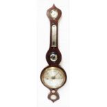 A 19th Century mahogany cased banjo barometer/thermometer, retrailed by S & F Hettish of Exeter,
