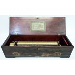 A mid 19th Century strung rosewood cased Swiss musical box by Berens Blumberg & Cie, playing eight