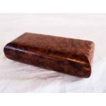 An 8" Amboyna wood cigar box with rounded corners