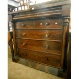 A 4' Victorian mahogany Scottish chest, with cushion shaped blind frieze drawer, over two short