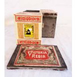 A 19th Century Dutch wooden advertising box containing cigars - unopened