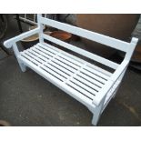 A 5' Edwardian teak painted garden bench