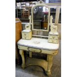 A 35" duchess dressing table with French style painted decoration, swing mirror, trinket drawers and