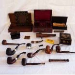 A box containing a quantity of collectable items, including wooden trinket boxes, wooden spigot,