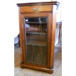 An early 20th Century mahogany and boxwood strung music cabinet, with burr walnut veneered single