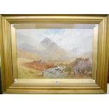 Charles Saunders: a gilt framed watercolour depicting a view of Glen Rosa, Isle of Arran, with