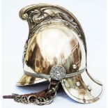 A late 19th to early 20th Century brass Merryweather fireman's helmet