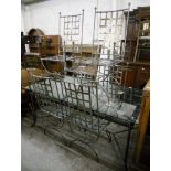 A 5' 7" 20th Century Danish design glass topped metal framed dining table - sold with a set of six