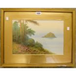 R. D. Sherrin: a gilt framed and slipped gouache entitled The Thatcher Rock, Torquay - 10 1/4" X