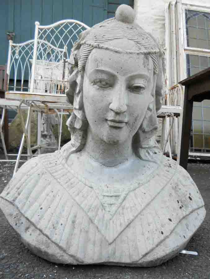 A 24" reconstituted stone bust of a Victorian lady