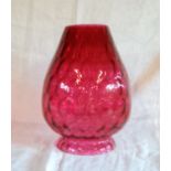 A cranberry glass vase shape oil lamp shade