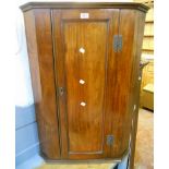 A 19th Century mahogany corner cupboard, with scalloped shelves enclosed by a panelled door